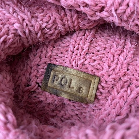 POL Soft Chunky Knit Cropped Pink Textured Pattern Turtle Neck Sweater Sz Small - Picture 4 of 5